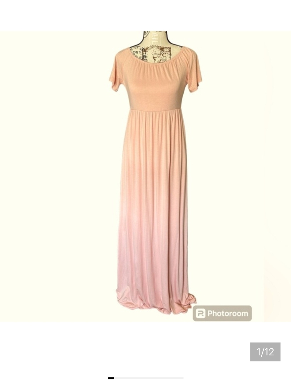 Women’s Blush Pink Short Sleeve Maxi Dress